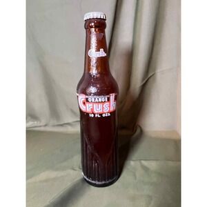 RARE 10oz Brown Amber Orange Crush Soda Pop Bottle Evanston IL  FULL